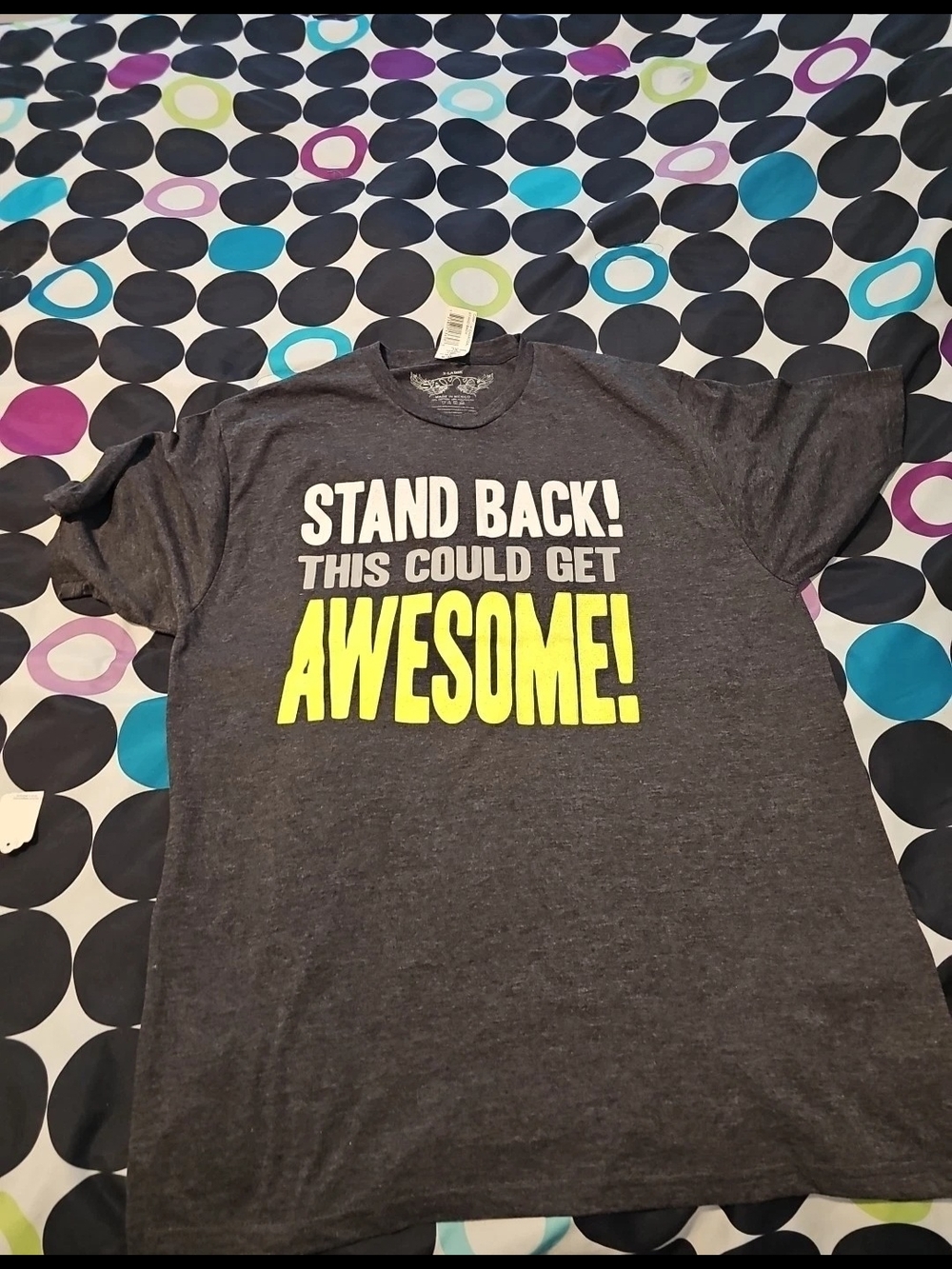 Savvy Charcoal Tee "Stand Back This Could Get Awesome" Logo